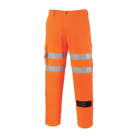 Portwest Hi-Vis Rail Track Combat Trousers Reg Leg Orange - Indigo Supplies Ltd