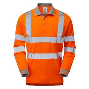 PULSAR PR470 High Visibility Long Sleeve Polo Shirt Orange - Indigo Supplies Ltd