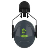 Sonis 1 Helmet Mounted Cup/Ex-Vis Green Plate Ear Defenders Grey - Indigo Supplies Ltd