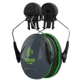 Sonis 1 Helmet Mounted Cup/Ex-Vis Green Plate Ear Defenders Grey - Indigo Supplies Ltd