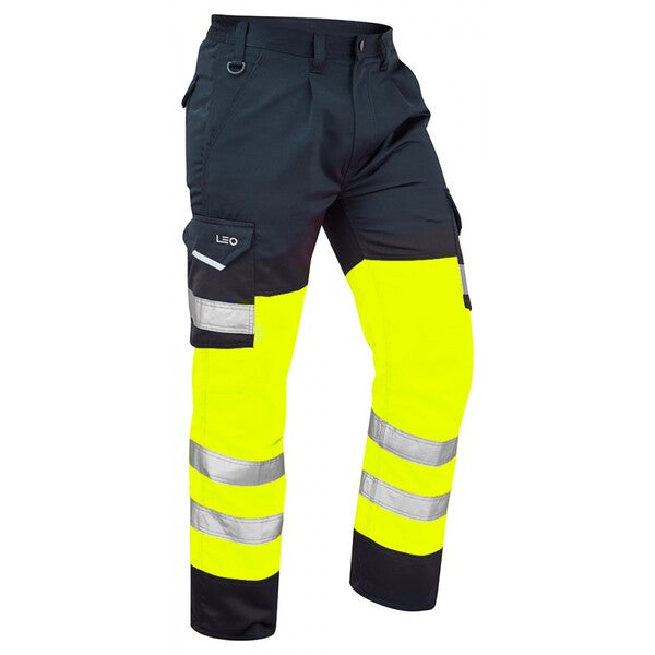 Leo CT01-Y/Nv Bideford Cargo Trouser Short Leg Yellow/Navy - Indigo Supplies Ltd