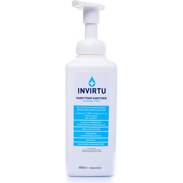 Invirtu Hand Foam Sanitiser Pump Bottle 600ML - Indigo Supplies Ltd