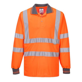 S277 High Visibility Long Sleeve Polo Shirt Orange - Indigo Supplies Ltd