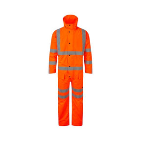 Bodyguard High Visibility Lined Storm Coverall Orange - Indigo Supplies Ltd
