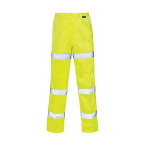 KeepSAFE High Visibility Three Band Work Trousers Tall Leg Yellow - Indigo Supplies Ltd