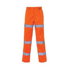 KeepSAFE High Visibility Three Band Work Trousers Tall Leg Orange - Indigo Supplies Ltd