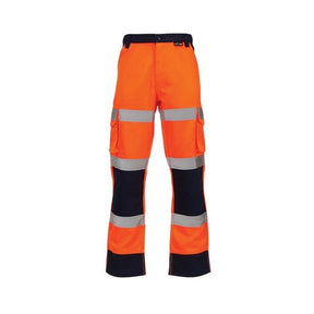 KeepSAFE High Visibility Two Tone Cargo Trousers Tall Leg Orange Navy - Indigo Supplies Ltd