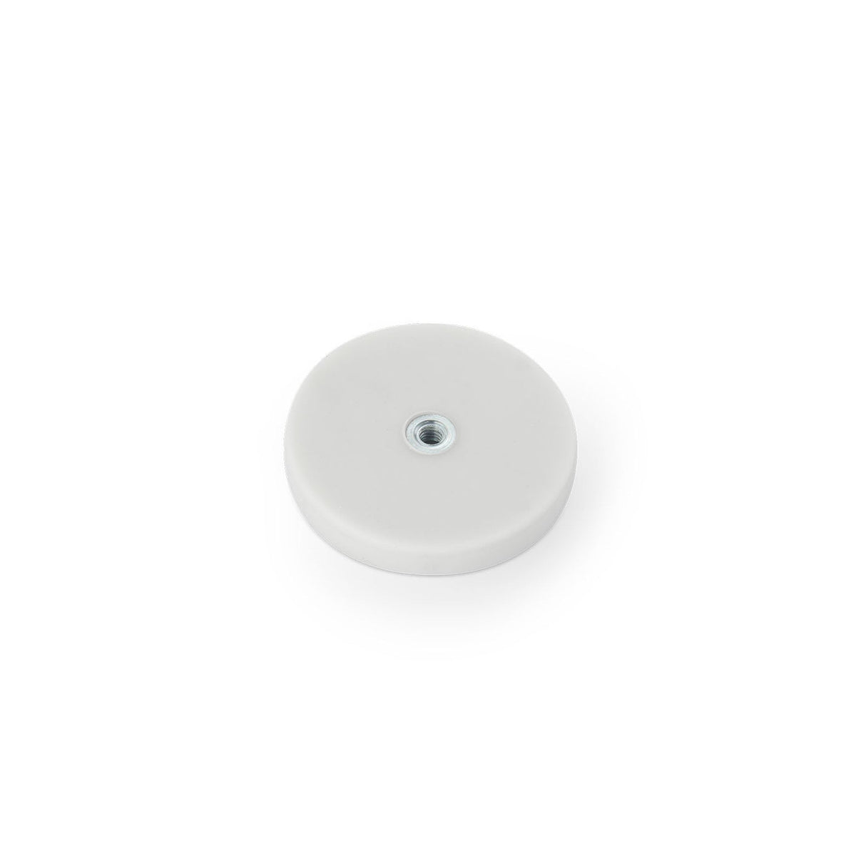 Rubber-Coated Magnet White, 43mm O/D x 6.2mm with Open Ended M4 Bush, Flush