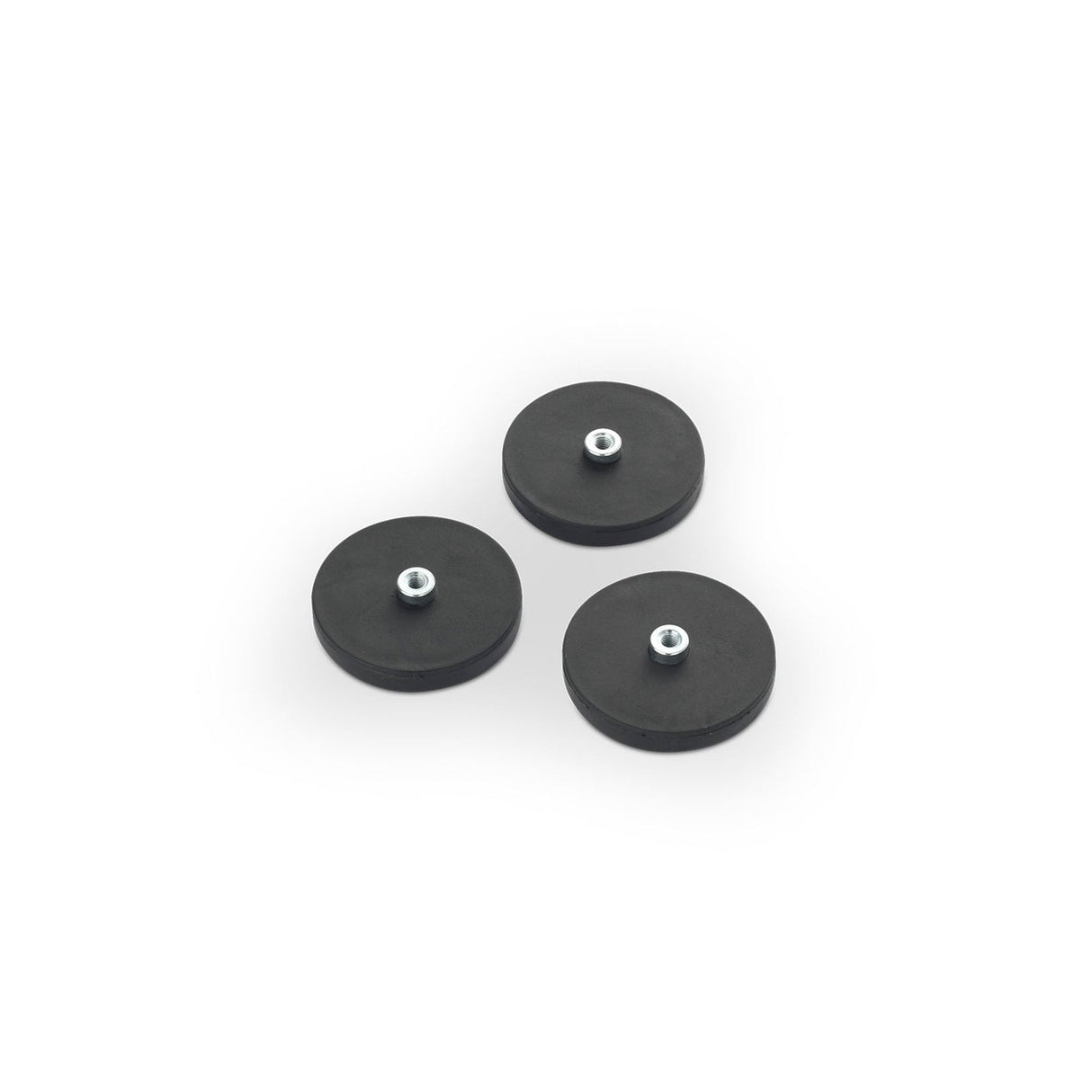 Rubber-Coated Magnet Black, 43mm O/D x 6.2mm with M4 Bush, Open Ended Flush