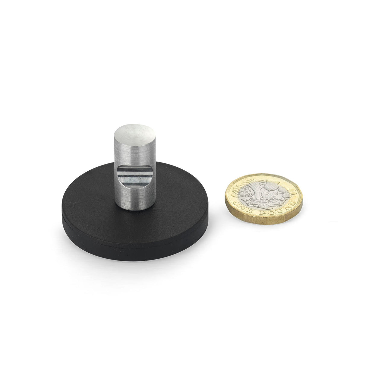 Rubber-Coated Magnet Black, 43mm O/D with Slotted Handle