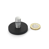 Rubber-Coated Magnet Black, 43mm O/D with Slotted Handle