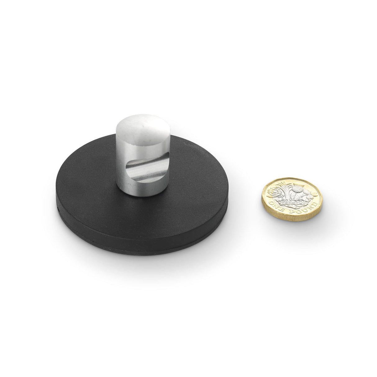 Rubber-Coated Magnet Black, 66mm O/D x 8.1mm with Slotted Handle