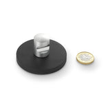 Rubber-Coated Magnet Black, 66mm O/D x 8.1mm with Slotted Handle