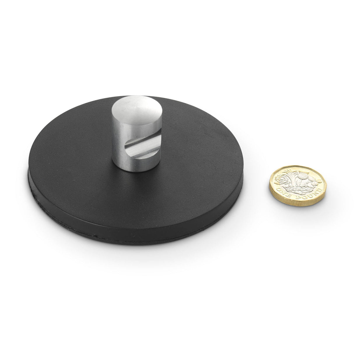 Rubber-Coated Magnet Black, 88mm O/D x 8.5mm with Slotted Handle