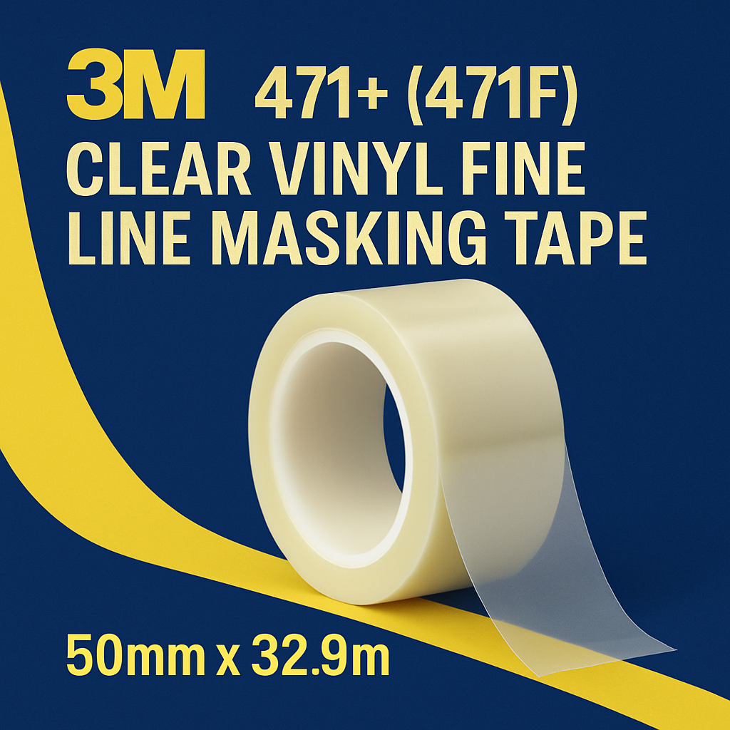 3M 471+ (471F) Clear Vinyl Fine Line Masking Tape 50mm x 32.9m - Indigo Supplies Ltd