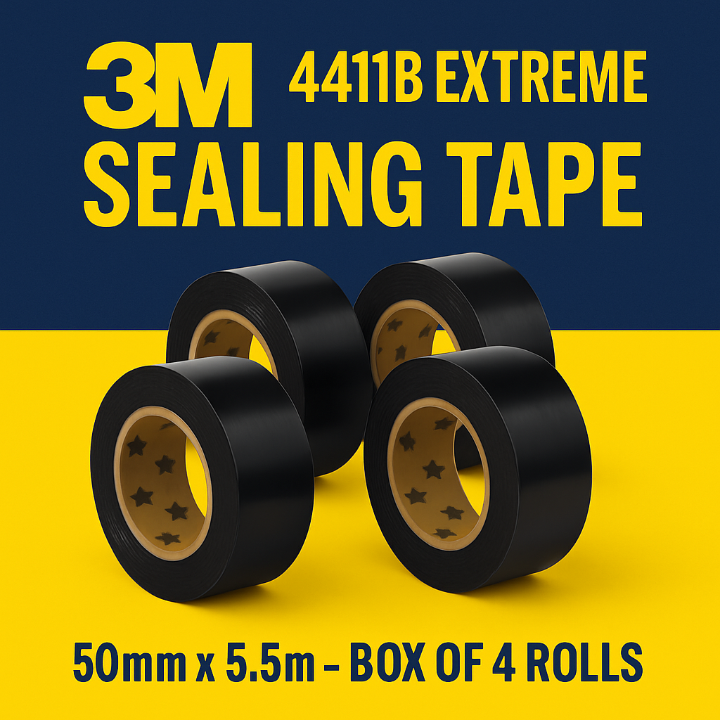 3M 4411B Extreme Sealing Tape 50mm x 5.5m - Box of 4 Rolls (black) uk