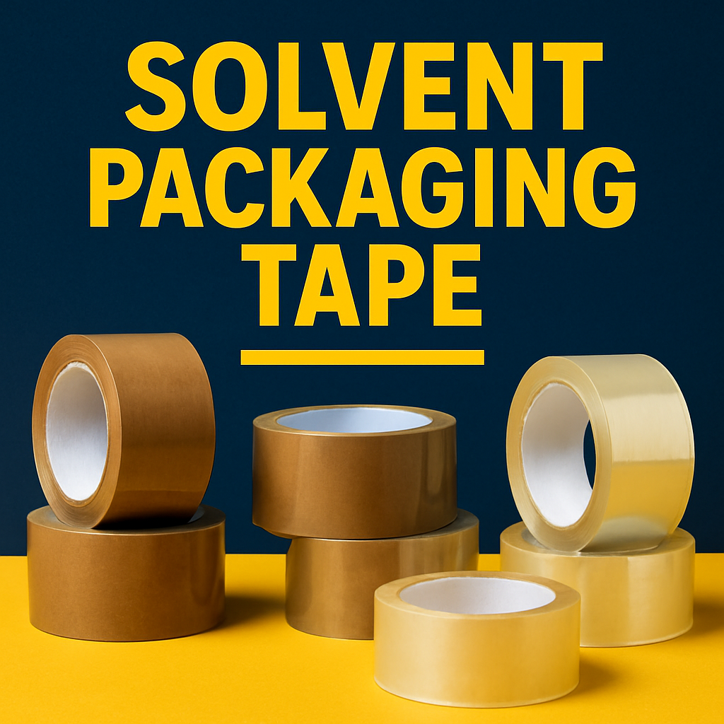 solvent adhesive parcel packaging tape brown clear uk