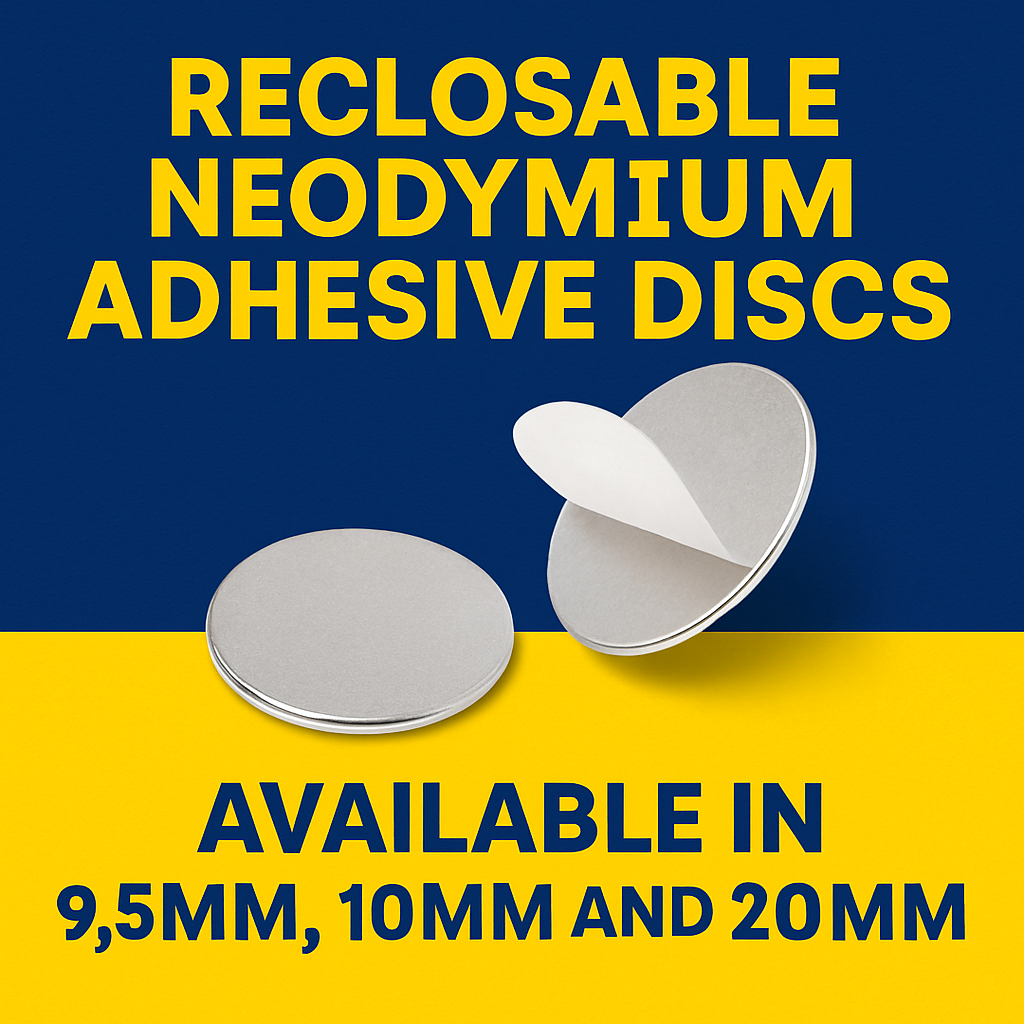 Reclosable Neodymium Discs (adhesive backed)