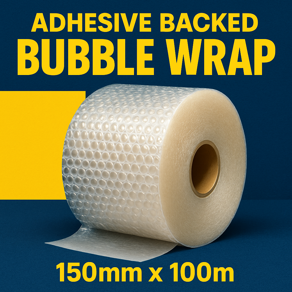 adhesive bubble wrap film roll 150mm x 100m clear uk