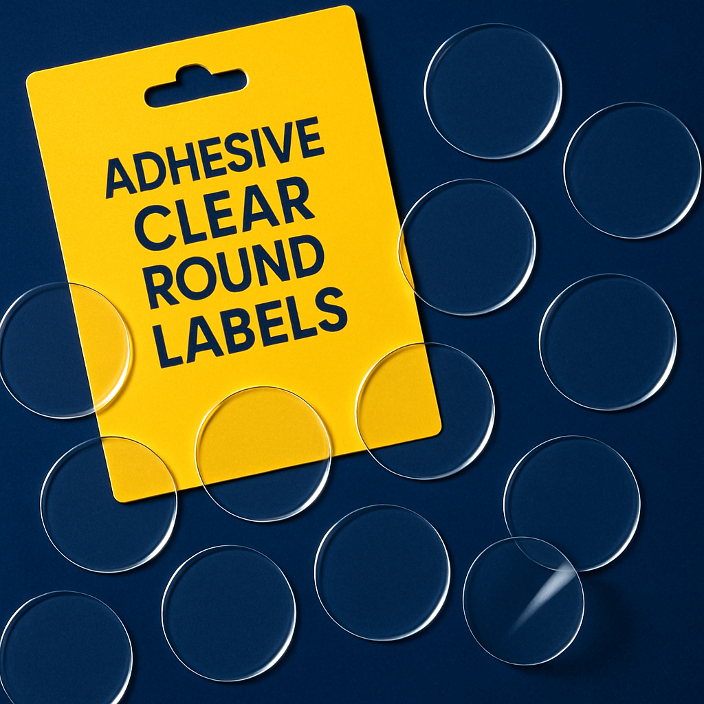 self adhesive clear round circular packing labels uk