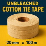 cotton tie tape unbleached natural 20mm x 100m 20 rolls uk
