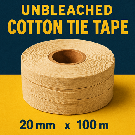 cotton tie tape unbleached natural 20mm x 100m 20 rolls uk