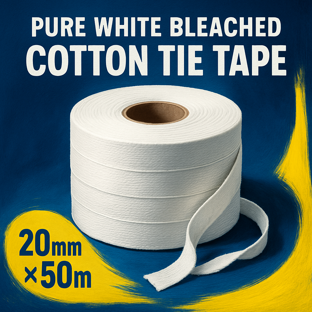 Cotton Tie Tape Pure White Bleached