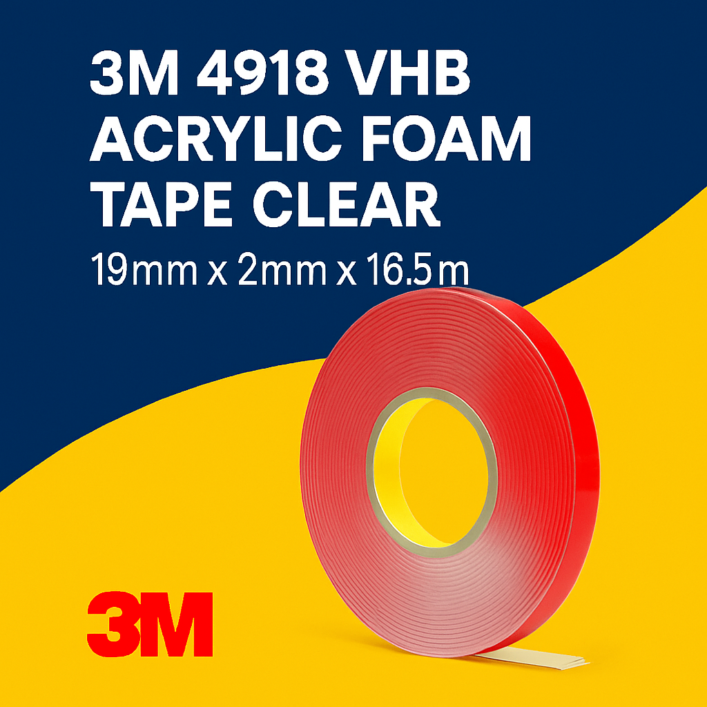 3M 4918F VHB Acrylic Foam Tape Clear 19mm x 2mm x 16.5m uk