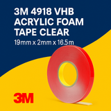 3M 4918F VHB Acrylic Foam Tape Clear 19mm x 2mm x 16.5m uk