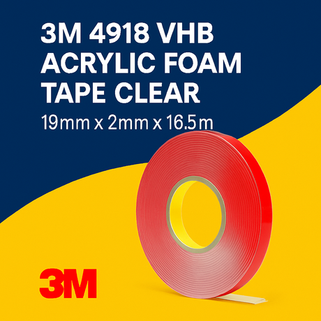 3M 4918F VHB Acrylic Foam Tape Clear 19mm x 2mm x 16.5m uk
