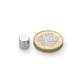Neodymium Disc Magnet, 8mm Diameter x 8mm N35 Nickel Plated (A) - Indigo Supplies Ltd
