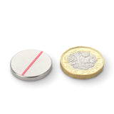Neodymium Disc Magnet with Plastic Spacers, 22mm Diameter x 3mm N35 Nickel Plated (A)