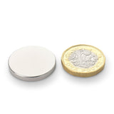 Neodymium Disc Magnet with Plastic Spacers, 25mm diameter x 3 5 10 20mm N35 Nickel Plated (A) - Indigo Supplies Ltd