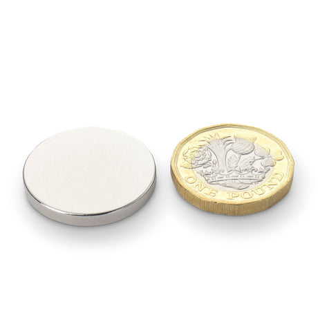 Neodymium Disc Magnet with Plastic Spacers, 25mm diameter x 3 5 10 20mm N35 Nickel Plated (A) - Indigo Supplies Ltd