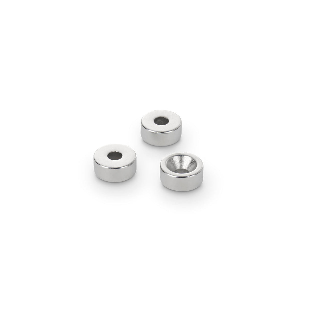 Neodymium Ring Magnet Countersunk at North Pole, 12mm O/D x 4mm I/D x 5mm N35 Nickel Plated (A)