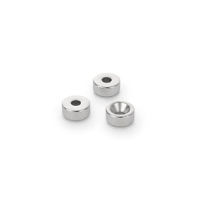 Neodymium Ring Magnet Countersunk at North Pole, 12mm O/D x 4mm I/D x 5mm N35 Nickel Plated (A) - Indigo Supplies Ltd
