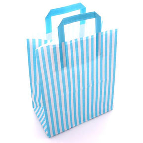 Blue Striped Carrier Bags Tape Handle - Indigo Supplies Ltd