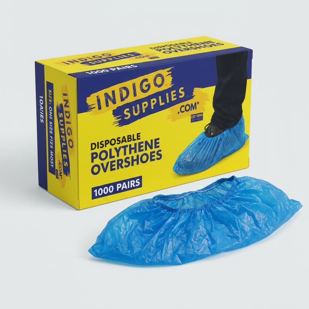 Disposable Polythene Overshoes Blue - Indigo Supplies Ltd
