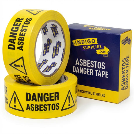 Danger Asbestos Warning Adhesive Tape (box of 36 rolls) - Indigo Supplies Ltd