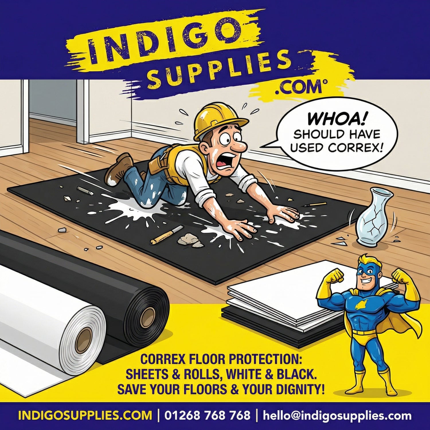 Correx White LPS1207 F/R 1.2M X 2.4M 2MM (250 sheets) - Indigo Supplies Ltd