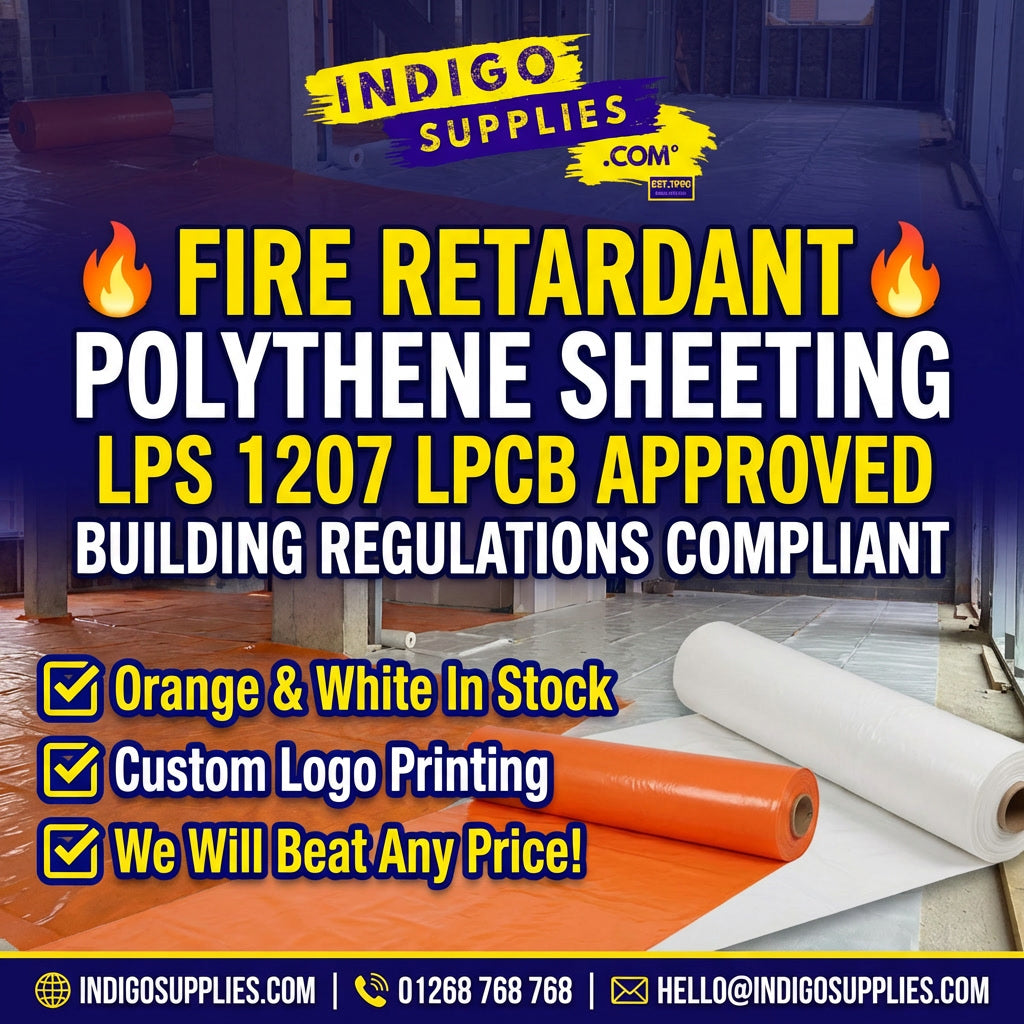 White Polythene Sheeting Flame Retardant Med Duty LPS 1207 - Indigo Supplies Ltd