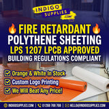 White Polythene Sheeting Flame Retardant Med Duty LPS 1207 - Indigo Supplies Ltd