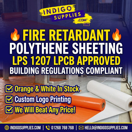 White Polythene Sheeting Flame Retardant Med Duty LPS 1207 - Indigo Supplies Ltd