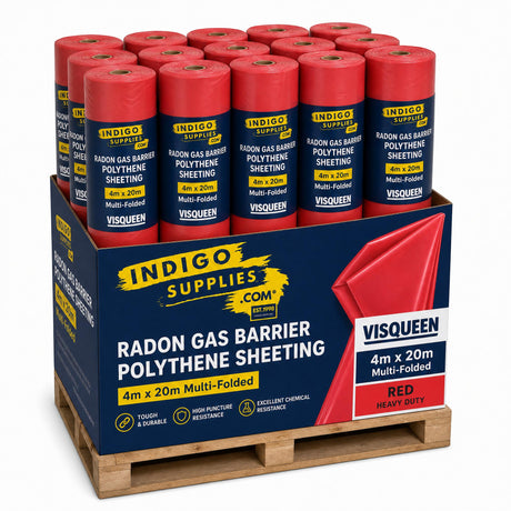 visqueen radon gas barrier dpm damp proof membrane polythene sheeting red 4m x 2m uk essex