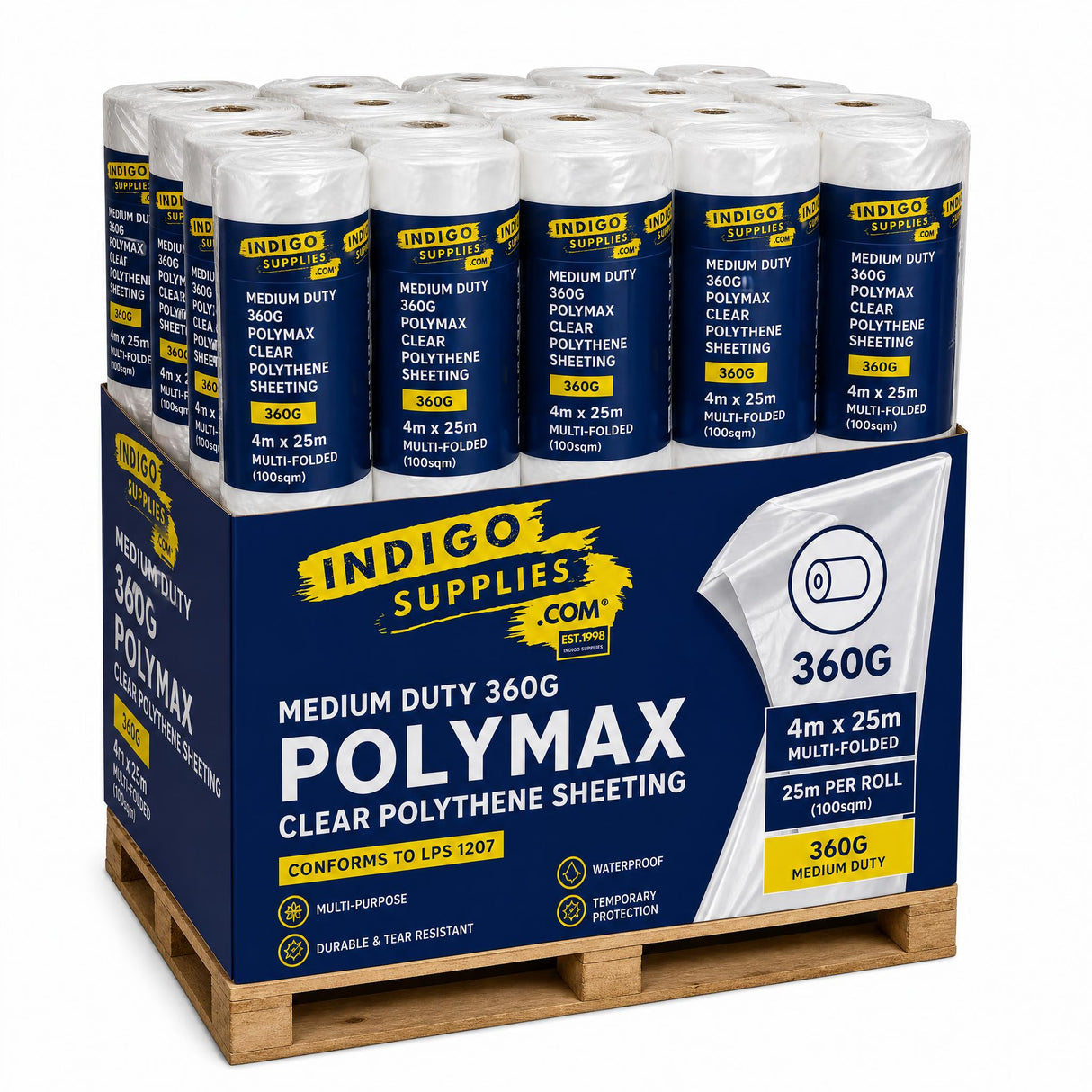 polythene sheeting 360g clear 4m x 25m essex uk roll