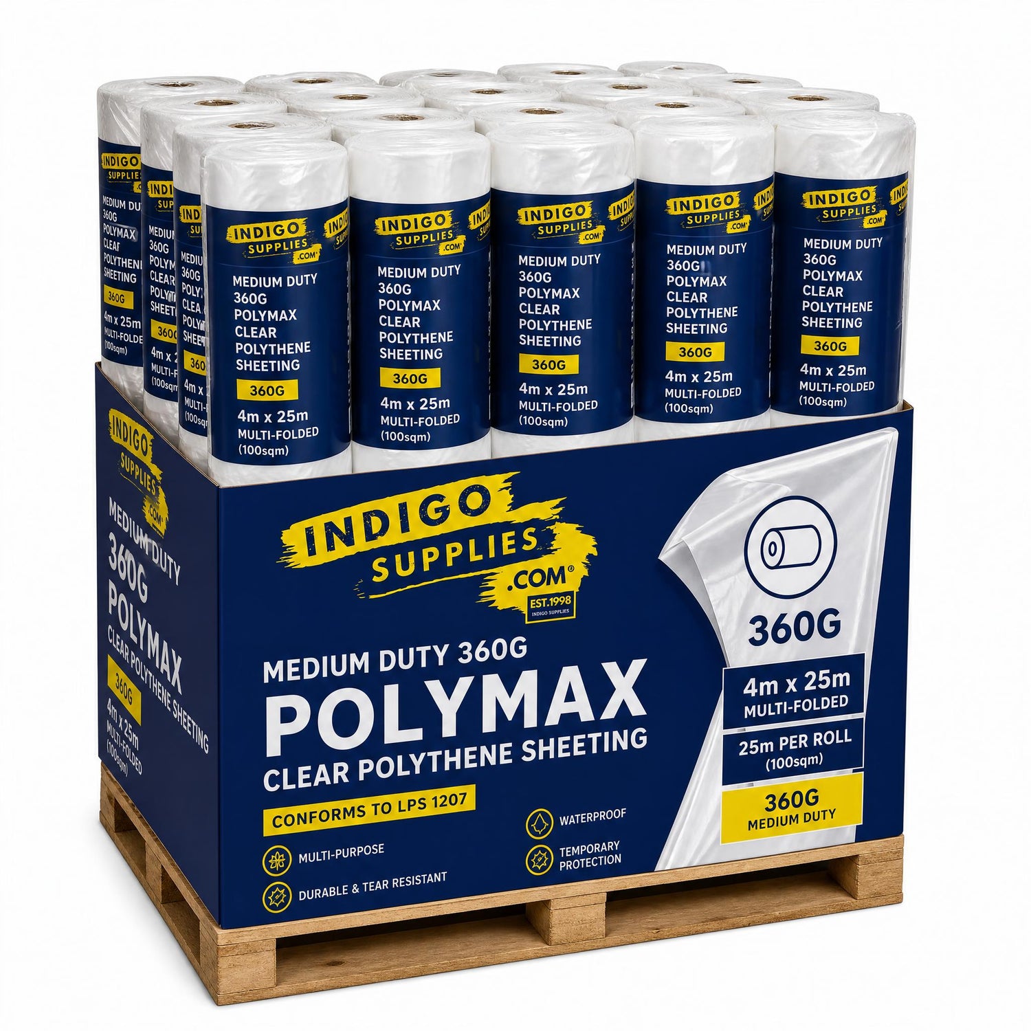 polythene sheeting 360g clear 4m x 25m essex uk roll