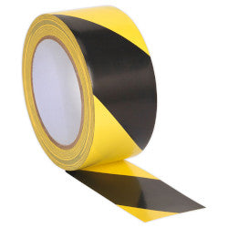 Hazard Warning Black/Yellow 50mm x 33m - 6 Roll Pack - Special Offer - Indigo Supplies Ltd