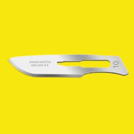 Swann Morton Non-Sterile Surgical Blades No 10 (Box of 100) Product No 0101 - Indigo Supplies Ltd