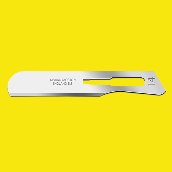 Swann Morton Non-Sterile Surgical Blades No 14 (Box of 100) Product No 0119 - Indigo Supplies Ltd