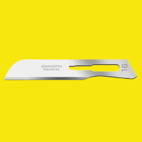 Swann Morton Non-Sterile Surgical Blades No 16 (Box of 100) Product No 0122 - Indigo Supplies Ltd